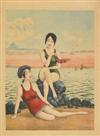 DESIGNER UNKNOWN. [4 BATHING BEAUTIES.] Group of 4 posters. Circa 1930s. Each 21x15 inches, 53x40 cm.
